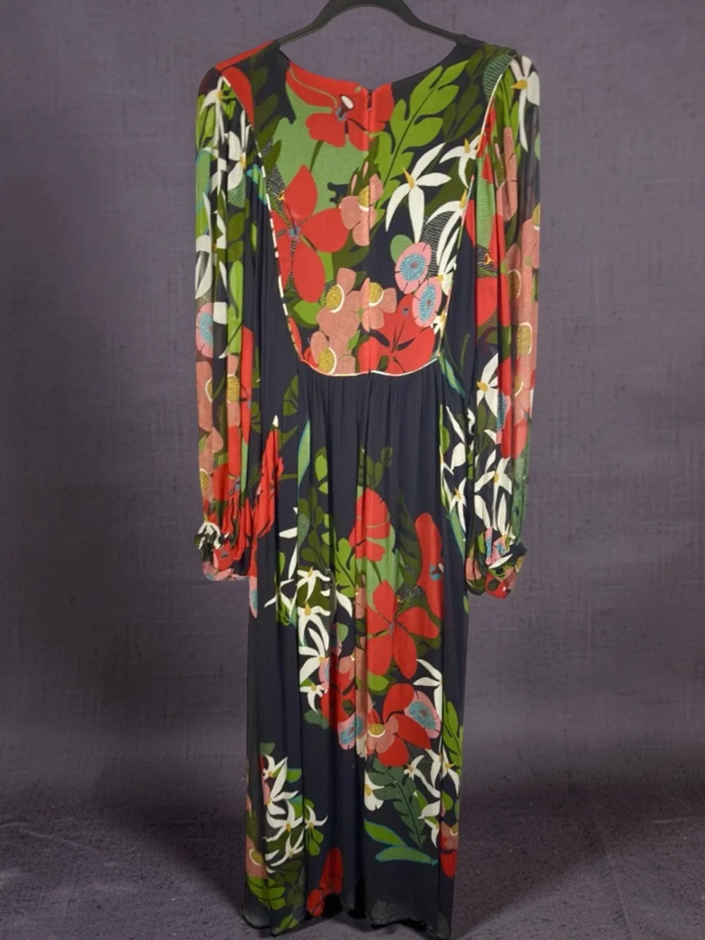 Farm Rio x Anthropologie Floral V-Neck Maxi Dress Size L - Picture 3 of 6